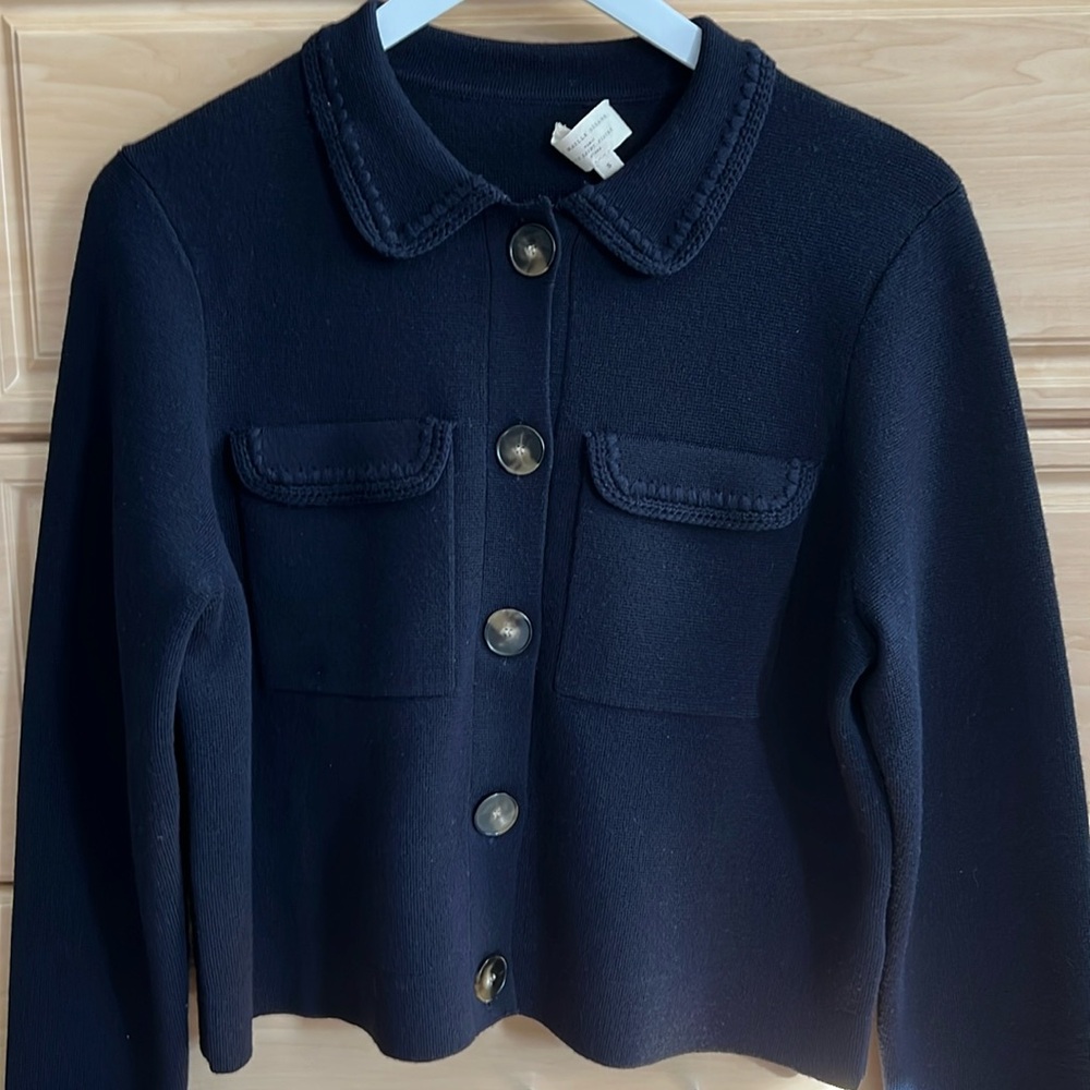 Sezane Betty Navy Wool Cardigan Size S